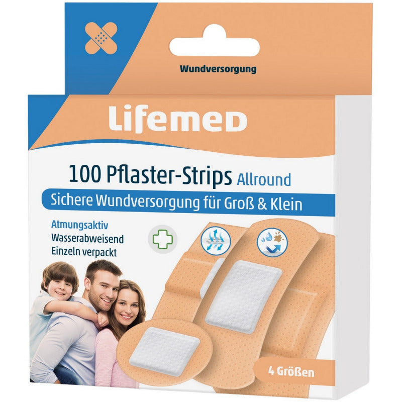 Lifemed pleistrų rinkinys Allround (100 vienetų, 4 dydžių)