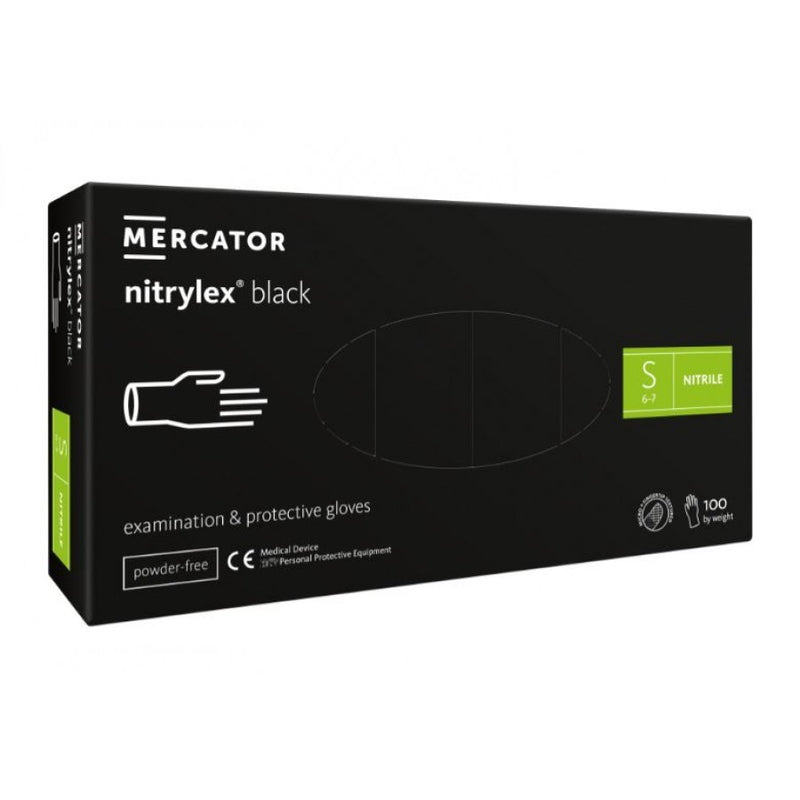 Vienkartinės nitrilo pirštinės Mercator Nitrylex Black, juodos, 100 vnt. S dydis