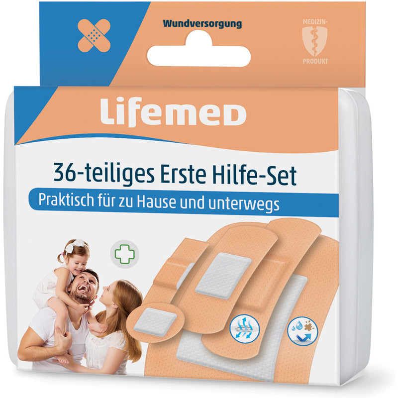 Lifemed 36 vnt. pleistrų rinkinys. 5 dydžiai, atsparus vandeniui