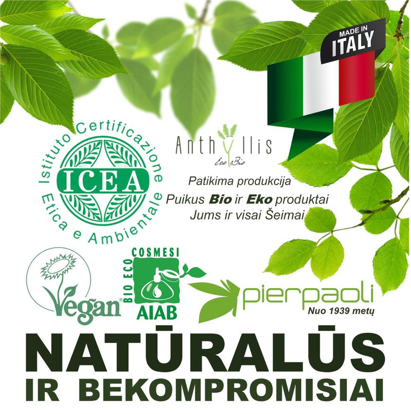 Anthyllis, plaukų kondicionierius su ekologišku linų sėmenų ekstraktu ir ryžių baltymais, tinka veganams SERTIFIKUOTA ECO BIO, 200 ml.