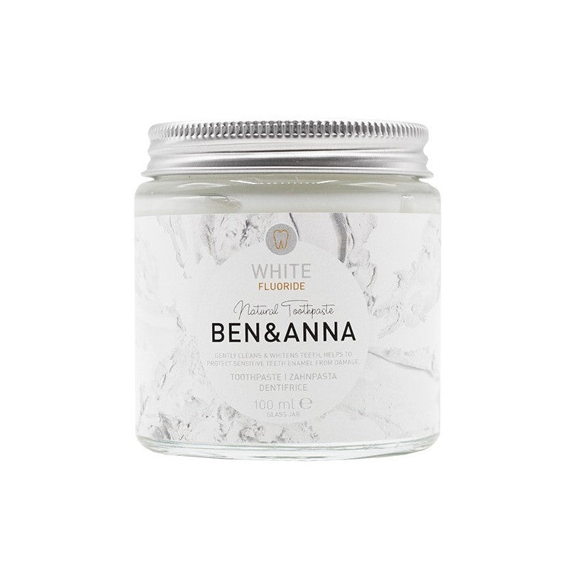 BEN&ANNA Natūrali balinanti dantų pasta jautriems dantims su fluoru, WHITE, ZERO WASTE, 100 ml.