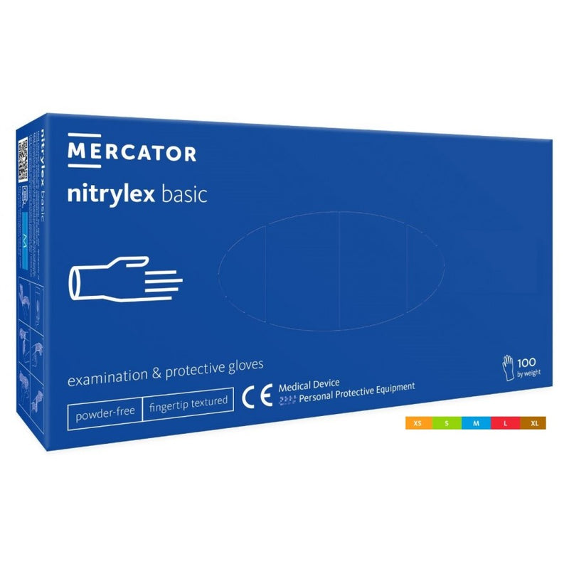 Vienkartinės nitrilo pirštinės Mercator Nitrylex Basic, S dydis, 100vnt